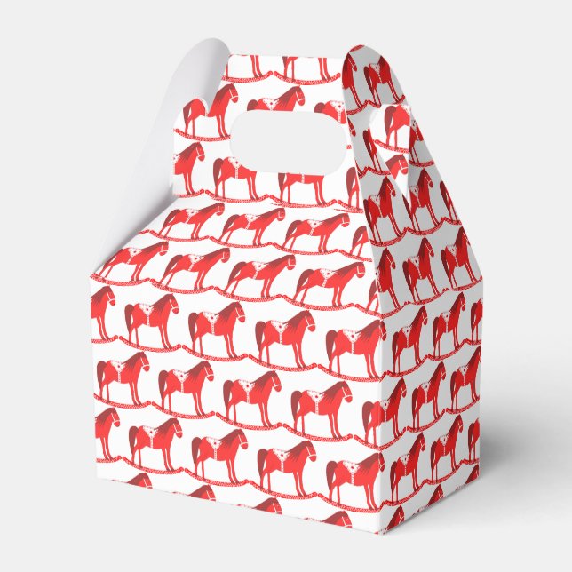 Scandinavian Christmas Rocking Horse Patterned Favour Box (Front Side)