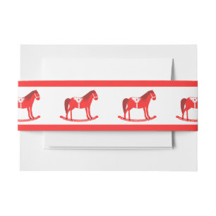 Scandinavian Christmas Rocking Horse Patterned Invitation Belly Band