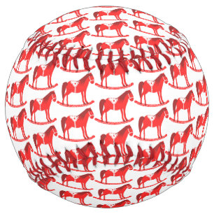 Scandinavian Christmas Rocking Horse Patterned Softball