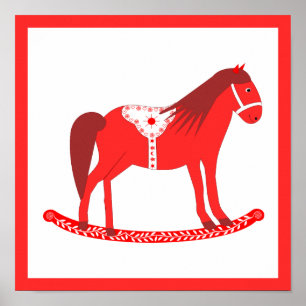 Scandinavian Christmas Rocking Horse Poster
