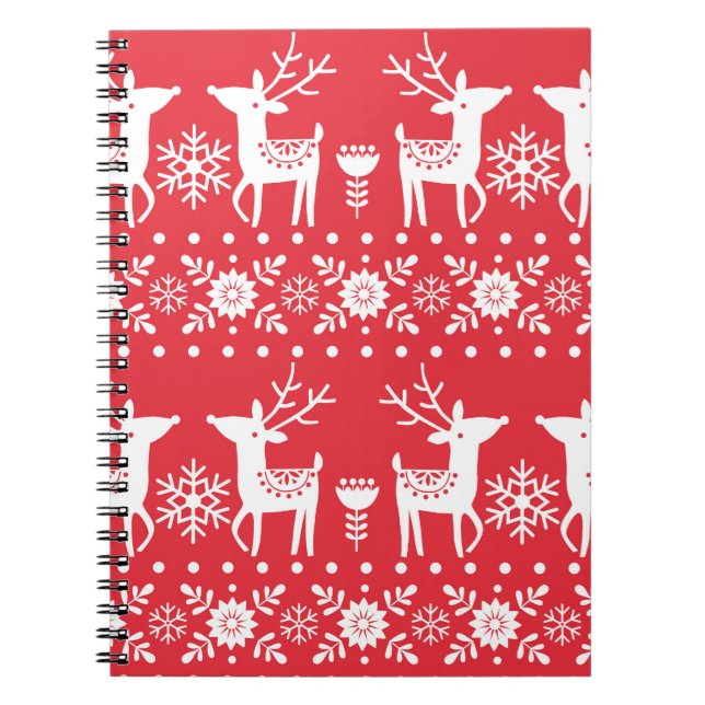 Scandinavian Christmas: Snowflakes & Deer Notebook (Front)