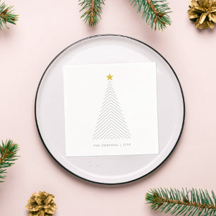 Scandinavian Christmas Tree   Minimalist Gold Star Napkin