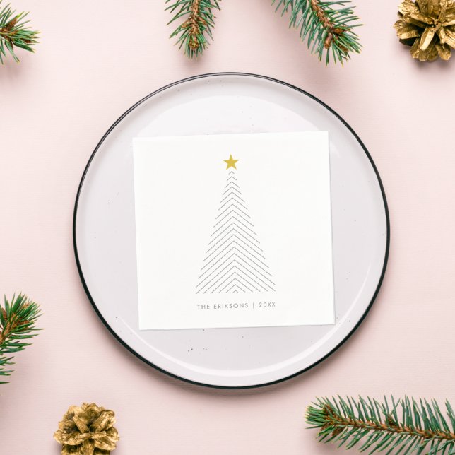 Scandinavian Christmas Tree | Minimalist Gold Star Napkin (Creator Uploaded)