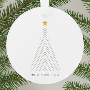 Scandinavian Christmas Tree Minimalist Gold Star Ornament