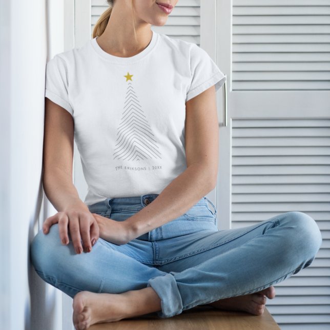 Scandinavian Christmas Tree | Minimalist Gold Star T-Shirt (Creator Uploaded)