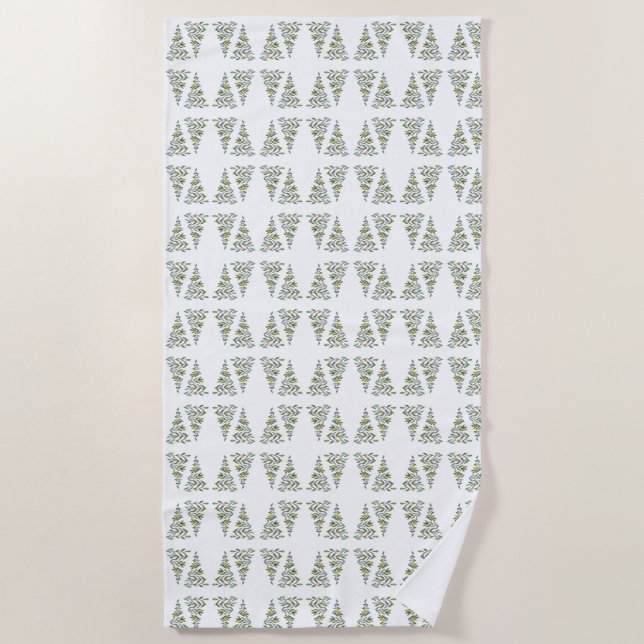Scandinavian Christmas Tree Pattern Beach Towel (Front)