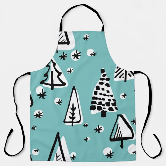Scandinavian Christmas trees: vintage graphics. Apron (Front)
