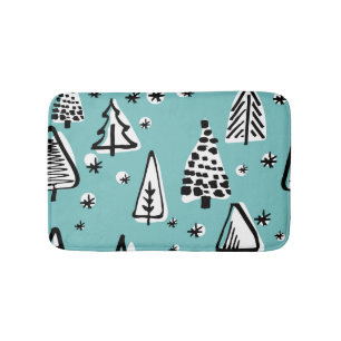 Scandinavian Christmas trees: vintage graphics. Bath Mat