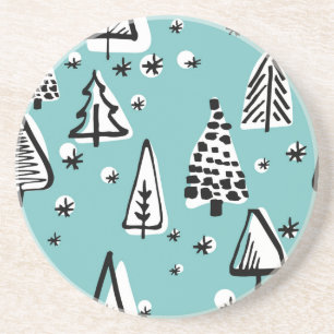 Scandinavian Christmas trees: vintage graphics. Coaster