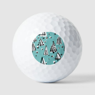 Scandinavian Christmas trees: vintage graphics. Golf Balls