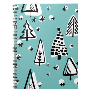 Scandinavian Christmas trees: vintage graphics. Notebook