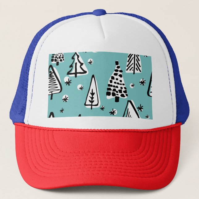 Scandinavian Christmas trees: vintage graphics. Trucker Hat (Front)