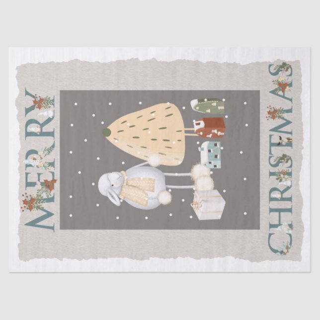 Scandinavian Christmas Winter Animal Tissue Paper (Front)