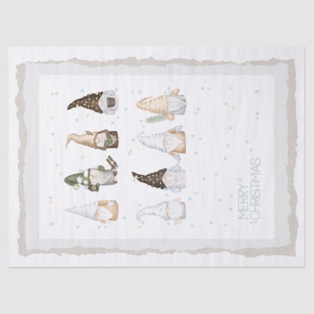 Scandinavian Christmas Winter Gnomes Tissue Paper (Front)