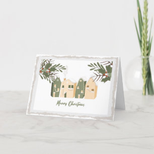 Scandinavian Christmas Winter Nordic Houses Holiday Card