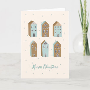 Scandinavian Christmas Winter Nordic Houses Holiday Card