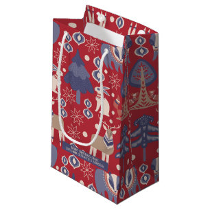 Scandinavian Christmas Woodland Personalised Small Gift Bag