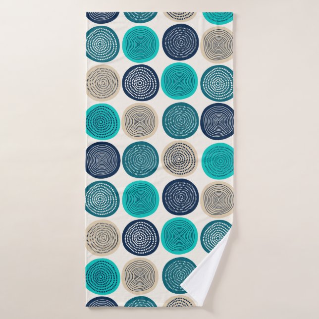 Scandinavian Circle Dots Mandala Pattern 1 Bath Towel (Bath Towel)