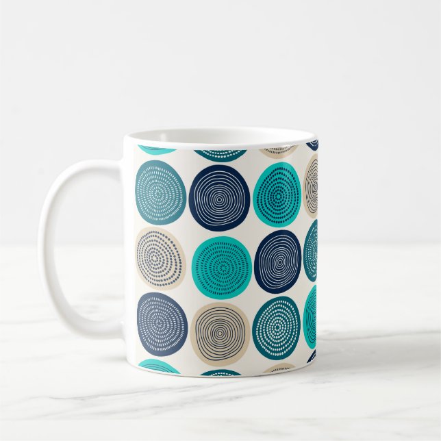 Scandinavian Circle Dots Mandala Pattern 1 Coffee Mug (Left)