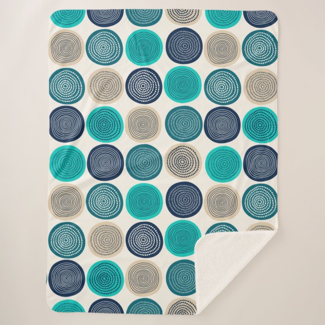 Scandinavian Circle Dots Mandala Pattern 1 Sherpa Blanket (Front)