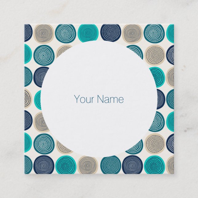 Scandinavian Circle Dots Mandala Pattern 1 Square Business Card (Front)