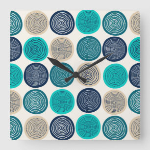 Scandinavian Circle Dots Mandala Pattern 1 Square Wall Clock
