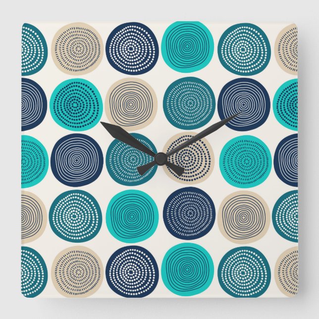 Scandinavian Circle Dots Mandala Pattern 1 Square Wall Clock (Front)