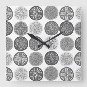 Scandinavian Circle Dots Mandala Pattern 3 Square Wall Clock