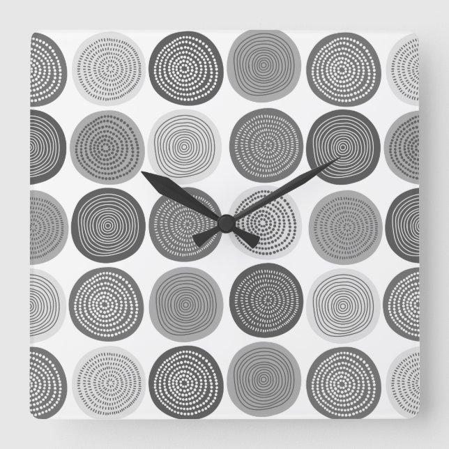 Scandinavian Circle Dots Mandala Pattern 3 Square Wall Clock (Front)