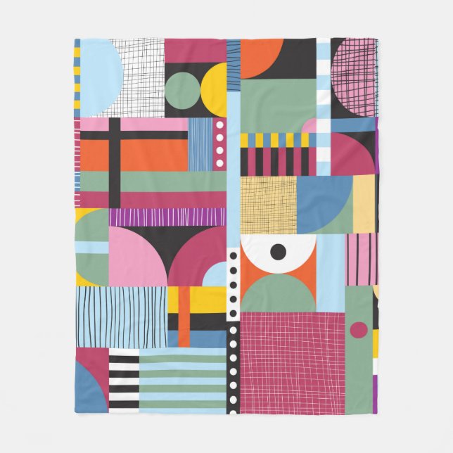 Scandinavian colorful pattern fleece blanket (Front)