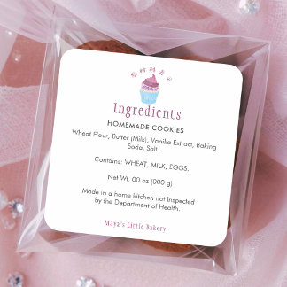 Scandinavian Cupcake Bakery Ingredients Product Square Sticker