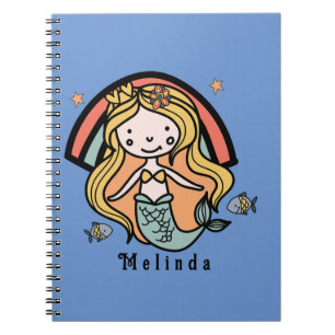 Scandinavian Cute Mermaid Personalised Girl       Notebook