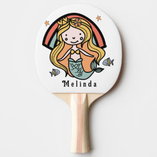 Scandinavian Cute Mermaid Personalised Girl        Ping Pong Paddle