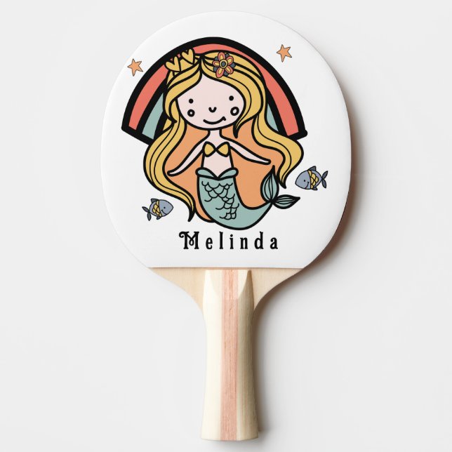 Scandinavian Cute Mermaid Personalised Girl        Ping Pong Paddle (Front)