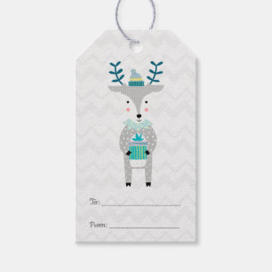 Scandinavian Cute Reindeer Merry Christmas Gift Tags