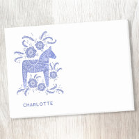 Scandinavian Dala Horse Blue Personalised