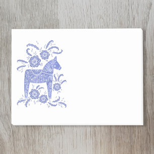 Scandinavian Dala Horse Blue Post-it Notes