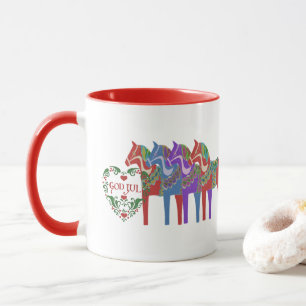 Scandinavian Dala Horse  God Jul Christmas Mug