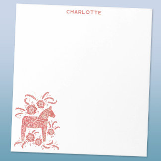 Scandinavian Dala Horse Red Personalised Notepad