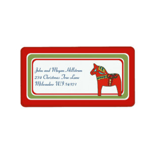 Scandinavian Dala Horse Swedish Custom Personalise Label