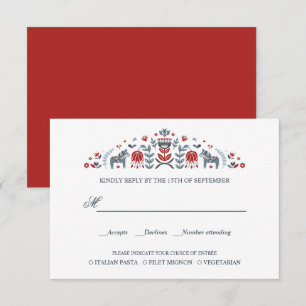 Scandinavian Dala Horse  WEDDING RSVP MEAL CHOICE