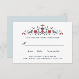 Scandinavian Dala Horse WEDDING RSVP MEAL CHOICE
