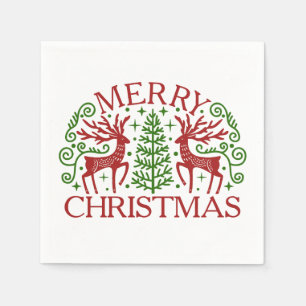 Scandinavian Deer Christmas Napkin