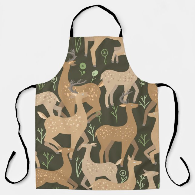Scandinavian Deer Forest Wallpaper Apron (Front)