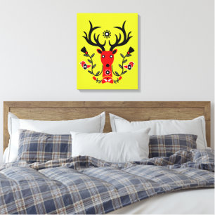 Scandinavian Deer Head Art Canvas Print