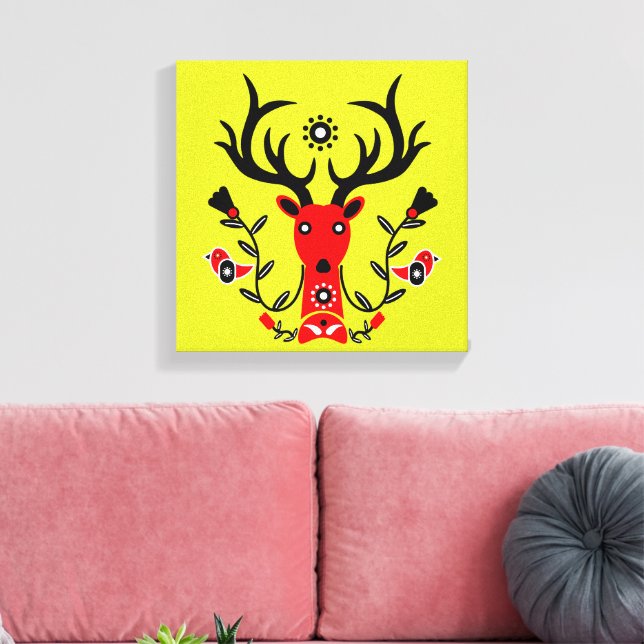 Scandinavian Deer Head Art  Canvas Print (Insitu(LivingRoom))