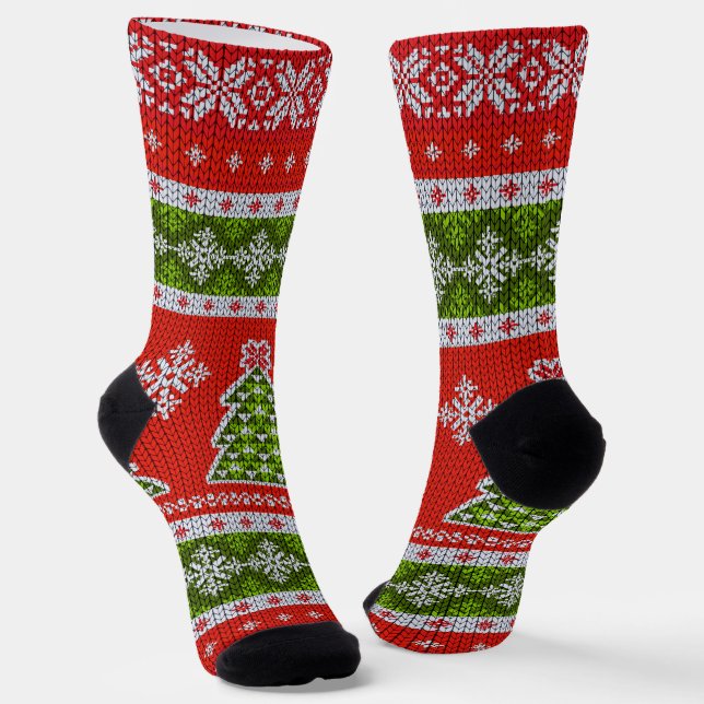 Scandinavian Design Cosy Winter Holiday Socks (Angled)