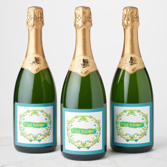scandinavian design, Glad midsommar Sparkling Wine Label (Bottles)