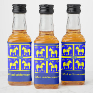 scandinavian design,Personalised Glad midsommar Liquor Bottle Label