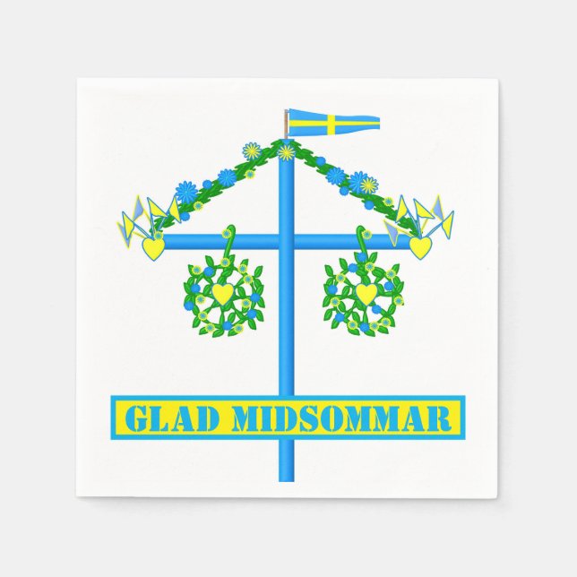scandinavian design,Personalised Glad midsommar Napkin (Front)